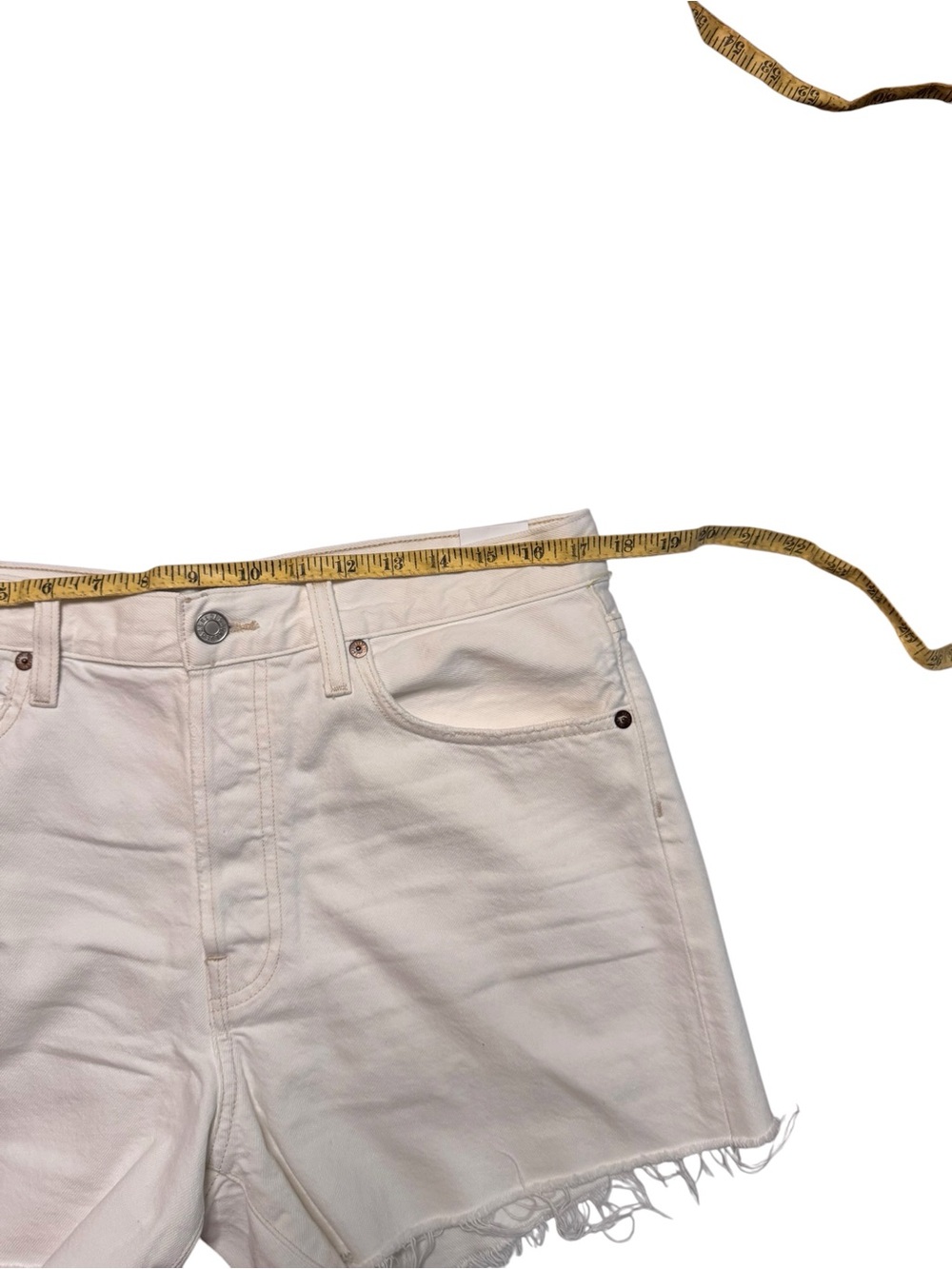 NEW Agolde White Raw Hem Parker Long Short Button Fly Women's 30 - Picture 7 of 9